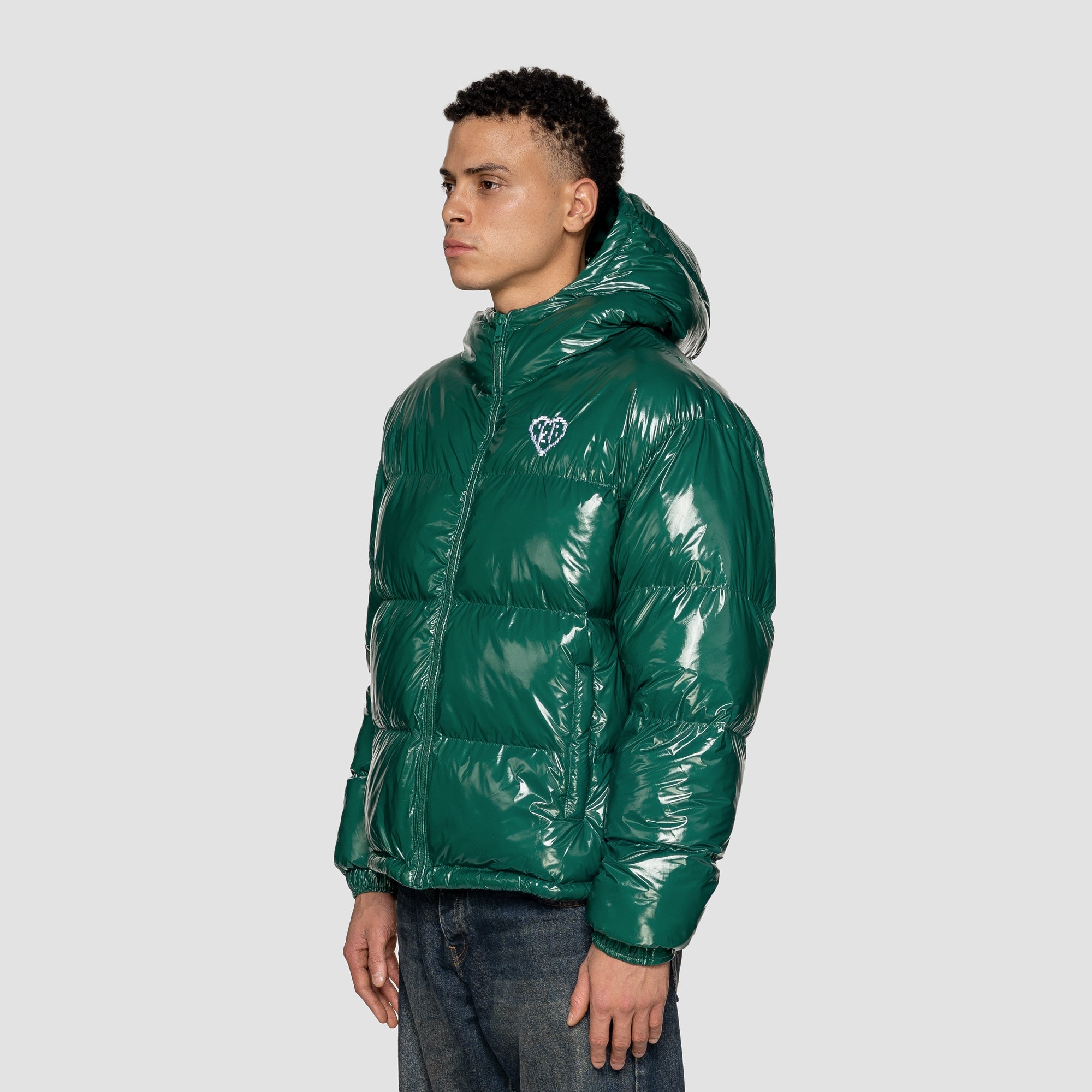 VERSE LOGO PUFFER (HOODED) - GREEN