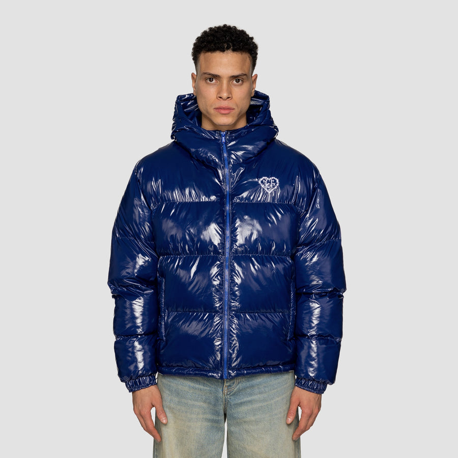 VERSE LOGO PUFFER (HOODED) - BLUE