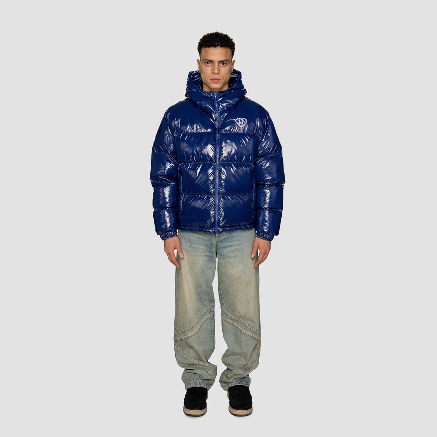 VERSE LOGO PUFFER (HOODED) - BLUE