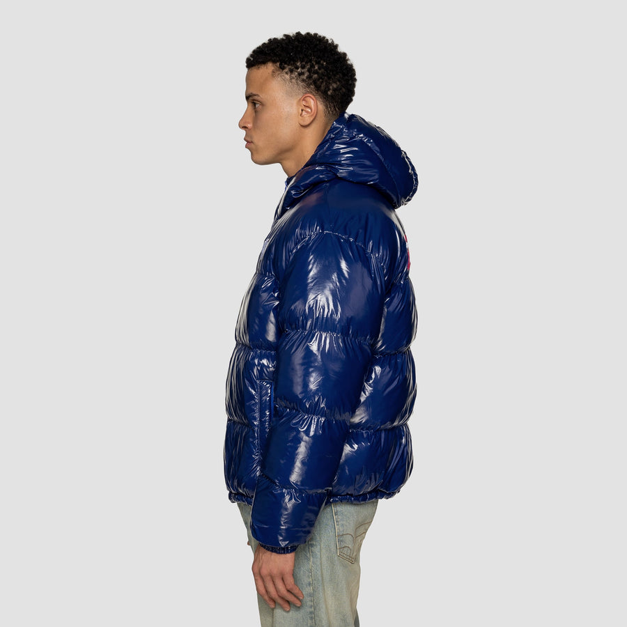 VERSE LOGO PUFFER (HOODED) - BLUE