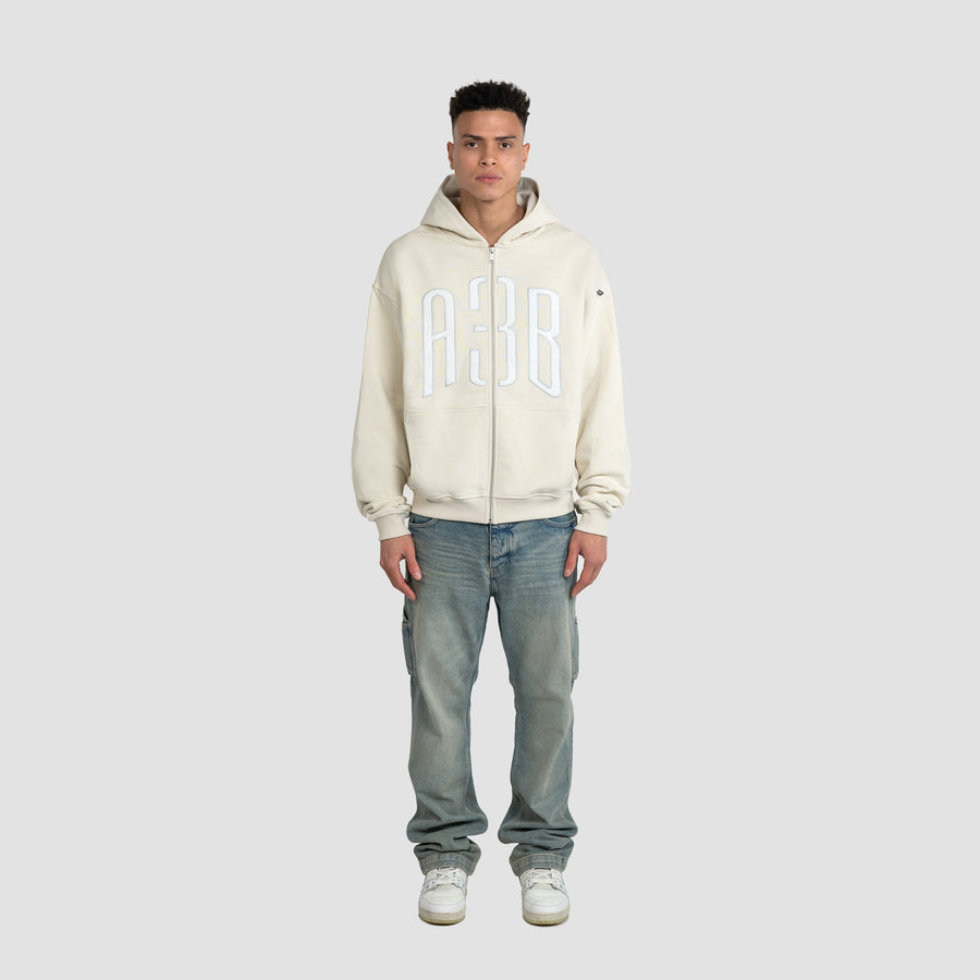 LOGO PATCH ZIP JACKET - BEIGE - A3B