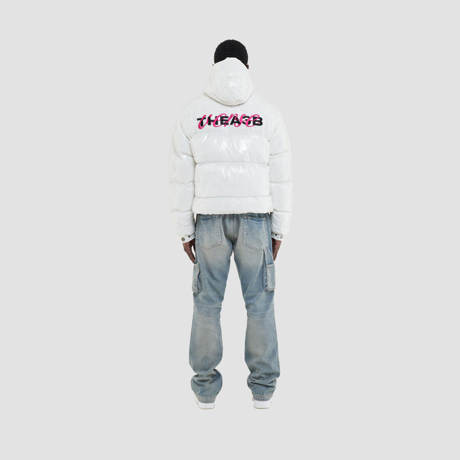 VERSE LOGO PUFFER (HOODED) - WHITE - A3B